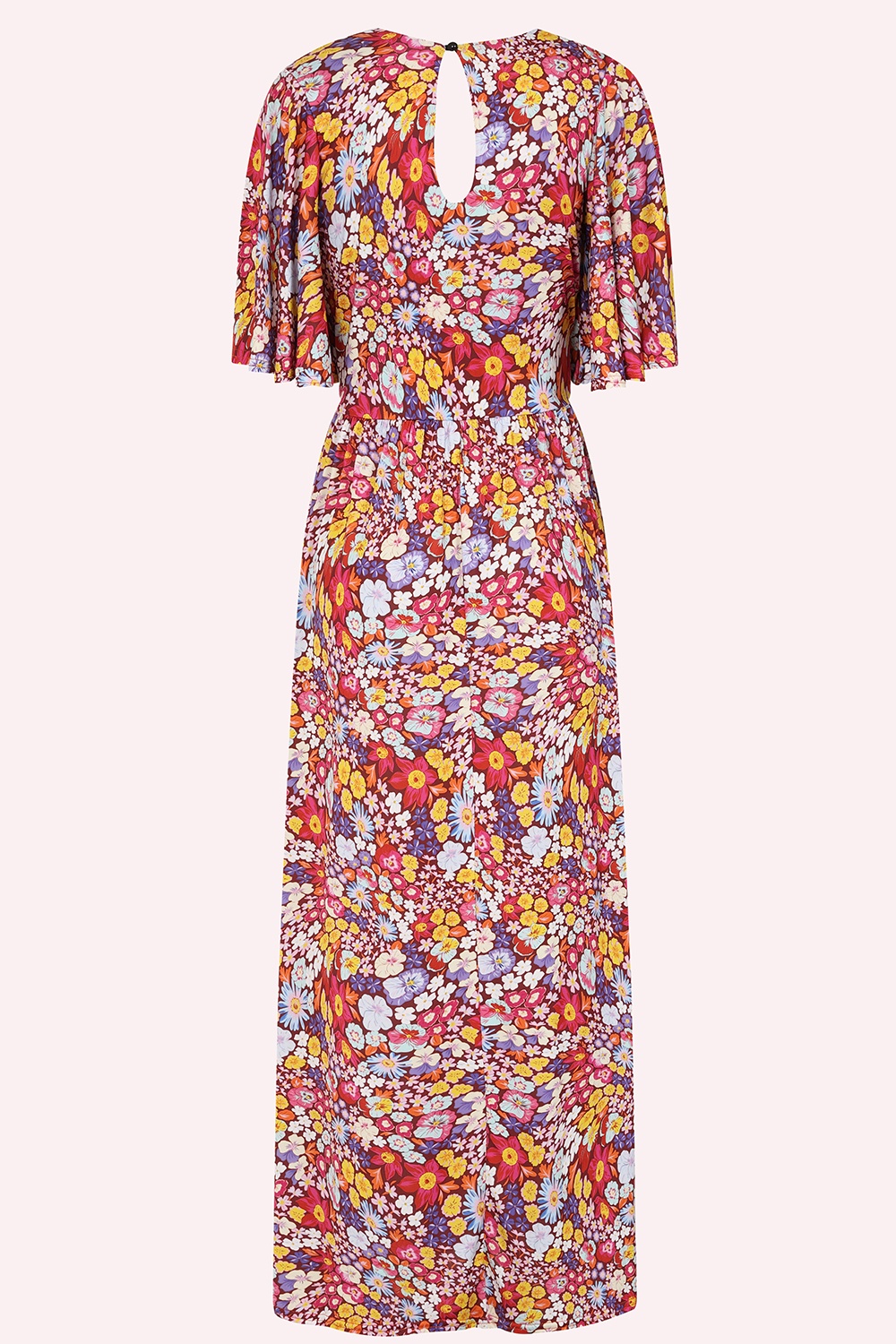 Vintage Chic for Topvintage - Topvintage exclusive ~ Jade Warped Botanical maxi jurk in maroon en multi 3
