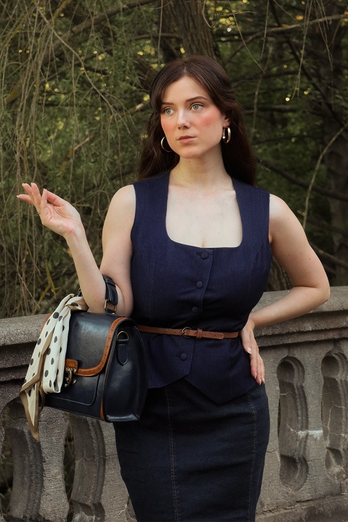 Topvintage Boutique Collection - Topvintage exclusive ~ Sylvie gilet in marineblauw 3