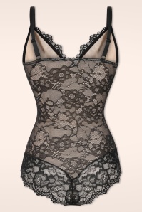 MiraLune - Topvintage exclusive ~ Boudoir Lace Shaping bodysuit in zwart 2