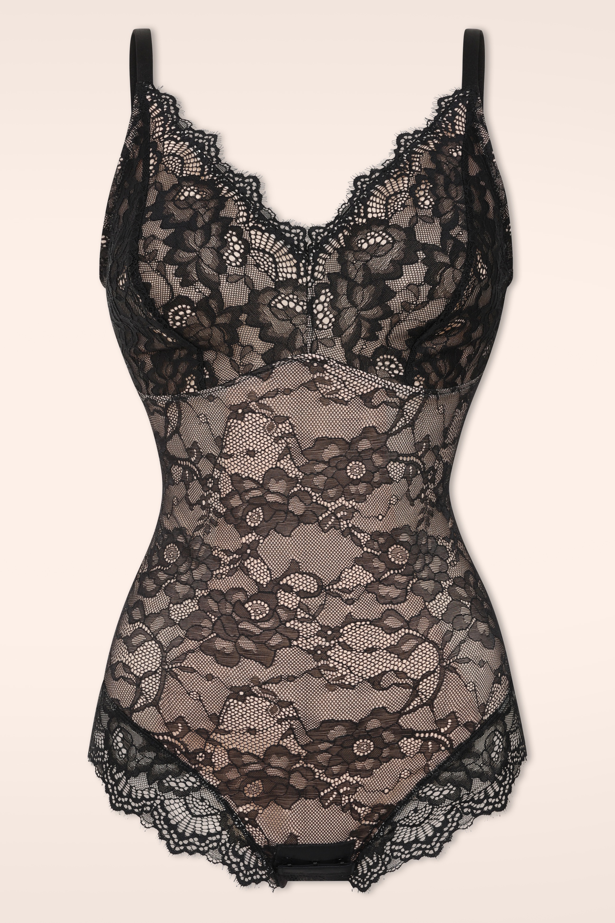MiraLune - Topvintage exclusive ~ Boudoir Lace Shaping bodysuit in zwart