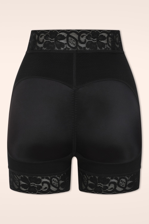 MiraLune - Topvintage exclusive ~ Belle Form High-Waist Lace shaping shorts in zwart 2