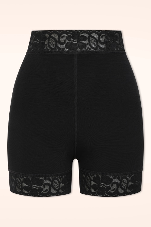 MiraLune - Topvintage exclusive ~ Belle Form High-Waist Lace shaping shorts in zwart