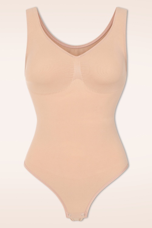 MiraLune - Topvintage exclusive ~ Hourglass Define Shaping string bodysuit in beige