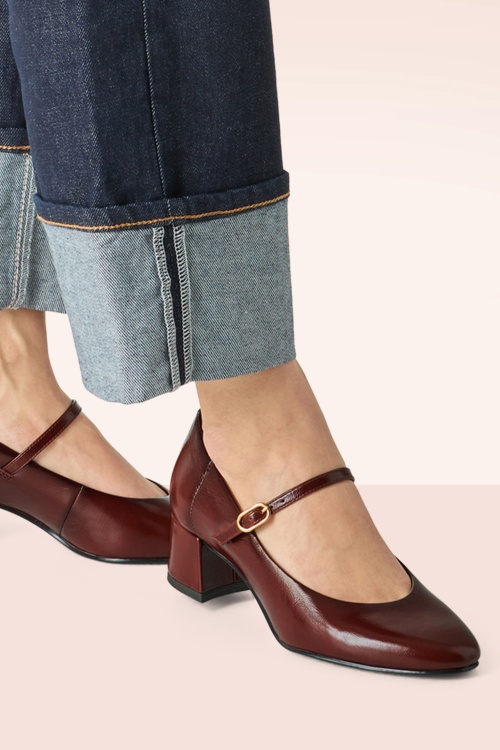 Tamaris - Escarpins vernis Marie en cuir cognac