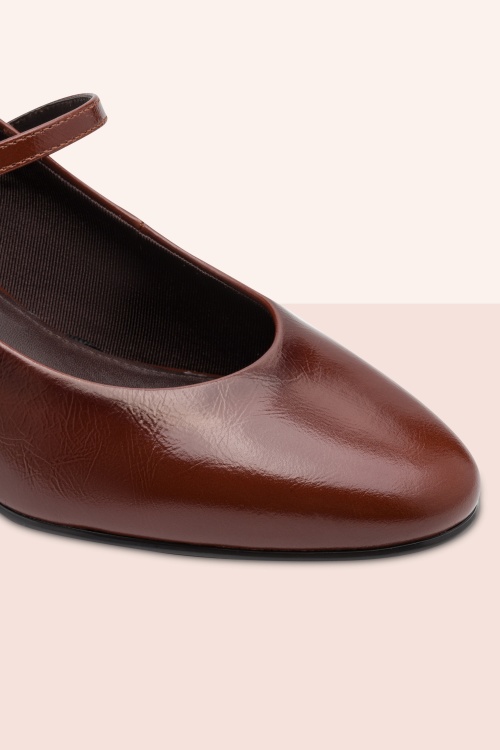 Tamaris - Escarpins vernis Marie en cuir cognac 4