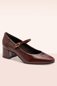Tamaris - Escarpins vernis Marie en cuir cognac 3