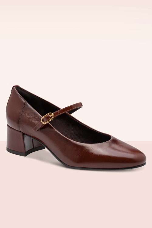 Tamaris - Escarpins vernis Marie en cuir cognac 3