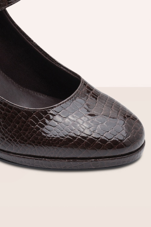 Tamaris - Escarpins végans à motif croco Maddy en marron verni 4