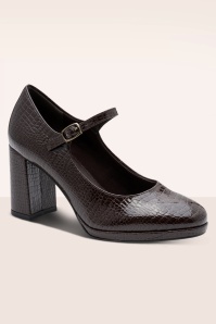 Tamaris - Escarpins végans à motif croco Maddy en marron verni 3