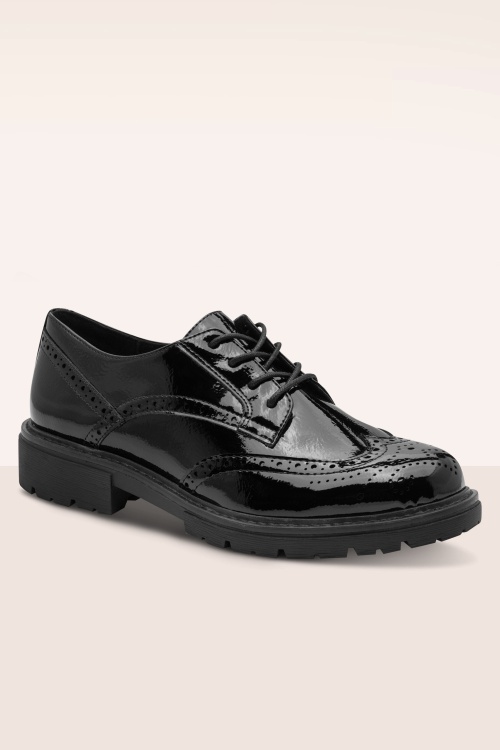 Jana Shoes - Brogues véganes The Mayfair en noir verni 2