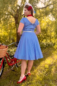Vintage Chic for Topvintage - Topvintage exclusive ~ Julie gingham swing jurk in blauw en wit 2