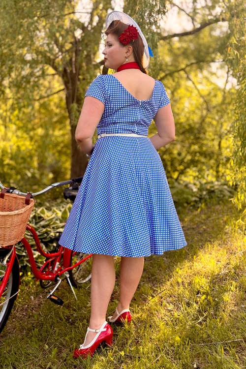 Vintage Chic for Topvintage - Topvintage exclusive ~ Julie Gingham Swing Dress in Blue and White 2