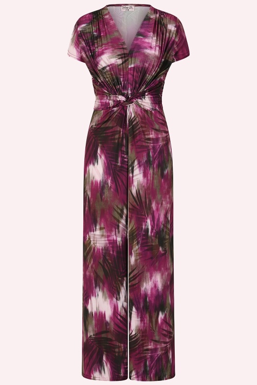 Vintage Chic for Topvintage - Exclusivité Topvintage ~ Combinaison à imprimé tropical estompé Livia en violet