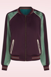 King Louie - Reversible Dusk Satin Bomber Jacket in Grape Red 4