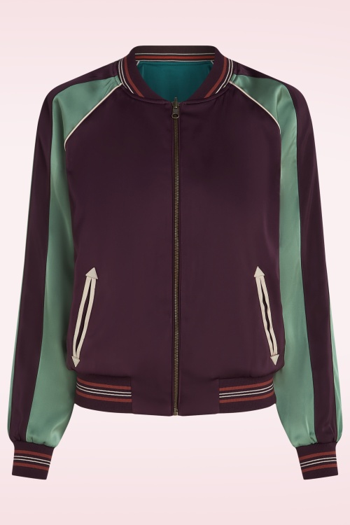 King Louie - Reversible Dusk Satin Bomber Jacket in Grape Red 4