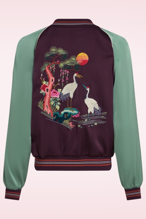 King Louie - Blouson réversible Dusk en satin rouge raisin 2