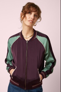 King Louie - Reversible Dusk Satin Bomber Jacket in Grape Red