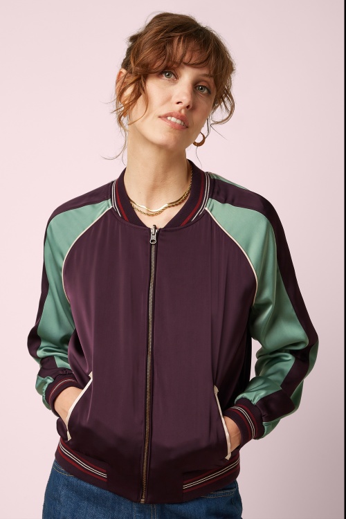 King Louie - Blouson réversible Dusk en satin rouge raisin