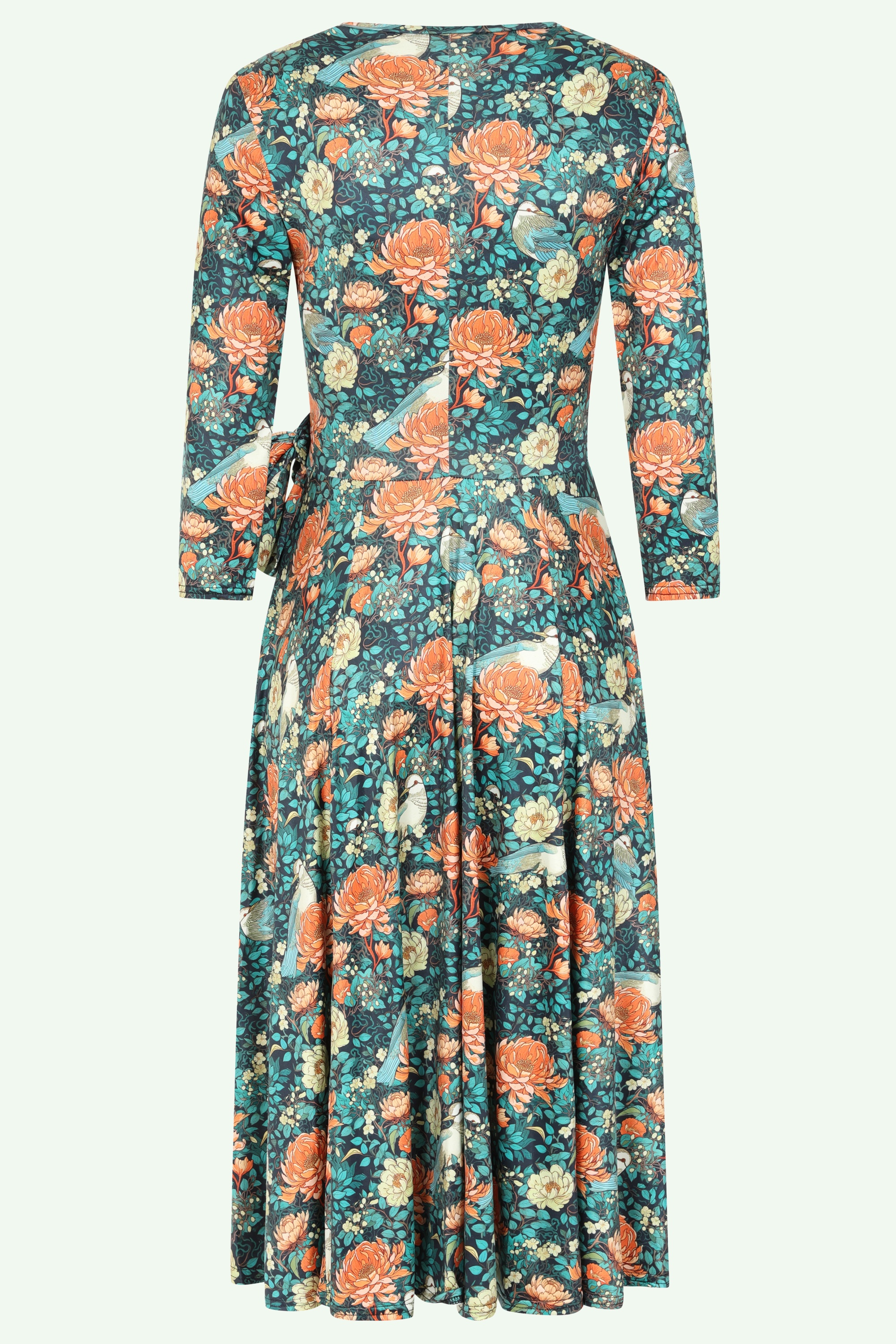 Vintage Chic for Topvintage - Exclusivité Topvintage  ~ Robe évasée fleurie Aria en bleu marine et orange 2