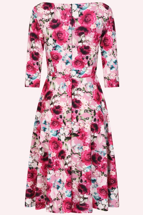 Vintage Chic for Topvintage - Exclusivité Topvintage ~ Robe swing fleurie Tess en rose 2