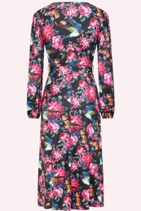 Vintage Chic for Topvintage - Exclusivité Topvintage ~ Robe midi fluide à motif floral Birdy en noir 2