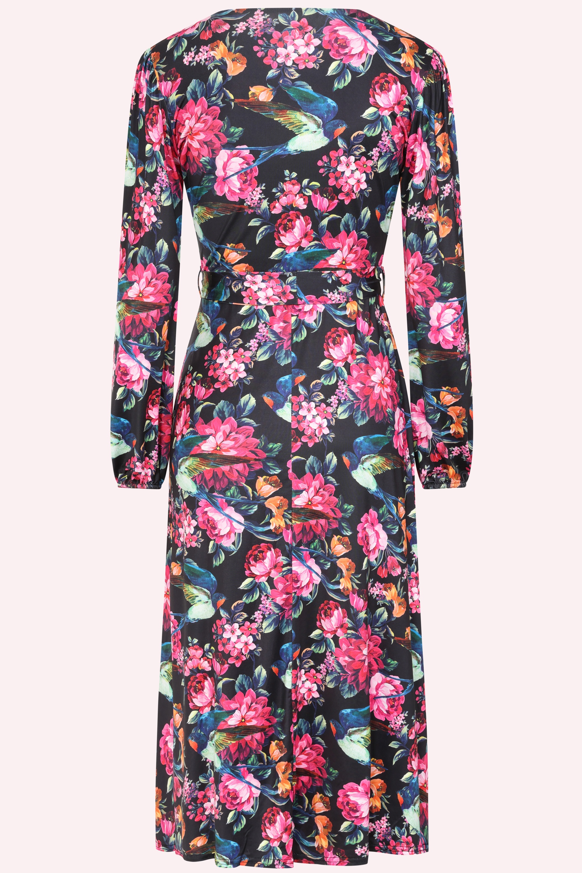 Vintage Chic for Topvintage - Exclusivité Topvintage ~ Robe midi fluide à motif floral Birdy en noir 2