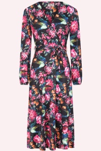 Vintage Chic for Topvintage - Exclusivité Topvintage ~ Robe midi fluide à motif floral Birdy en noir