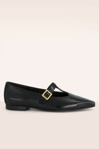 Paul Green - Camille Pointed Patent Flats in Black