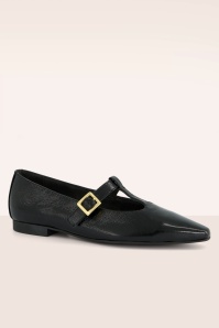 Paul Green - Camille Pointed Patent Flats in Black 2