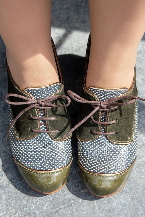 Nemonic - Juliet Leather Shoe Booties in Black and Green 3