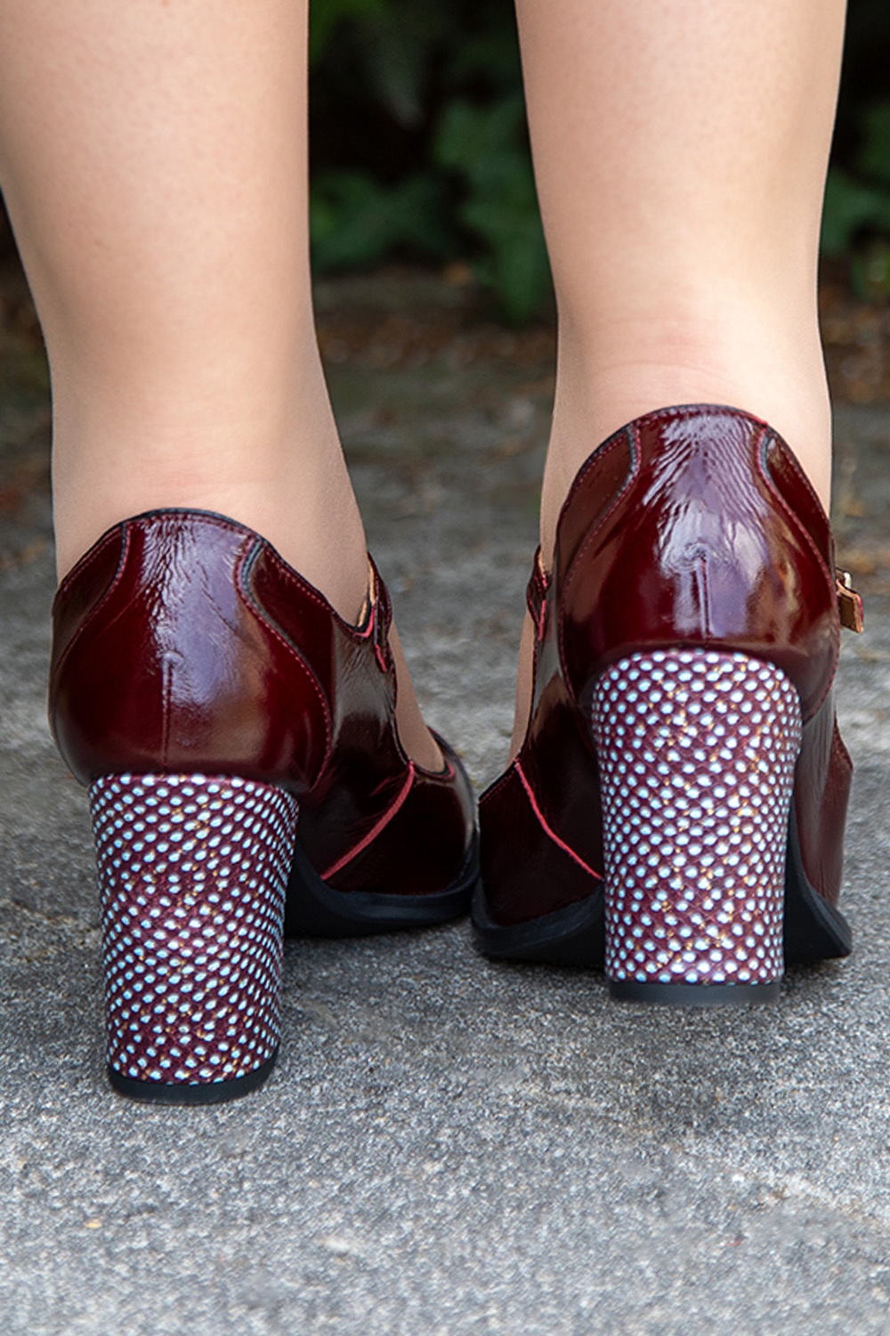 Nemonic - Juliet T-strap Pumps in Burgundy 5
