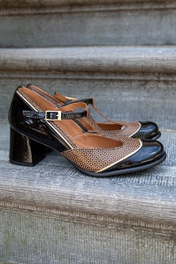 Nemonic - Juliet T-strap Pumps in Black Patent 4