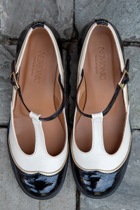 Nemonic - Juliet T-strap Pumps in Black and White 4