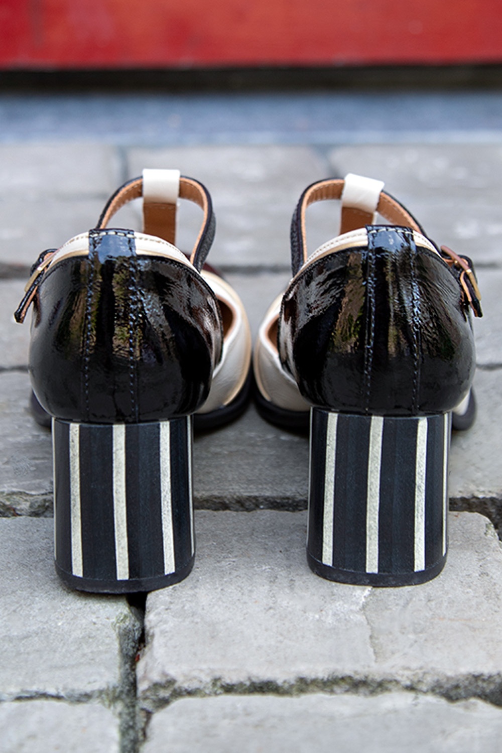 Nemonic - Juliet T-strap Pumps in Black and White 6