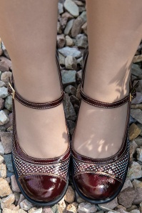 Nemonic - Juliet Mary Jane Spot Pumps in Burgundy 2
