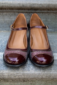 Nemonic - Juliet Mary Jane Spot Pumps in Burgundy 5