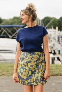 Louche - Minijupe Aubin Fairytale en Jacquard bleu et jaune