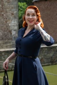 Vintage Chic for Topvintage - Topvintage exclusive ~ Arinde Pinstipe Swing Dress in Navy 2