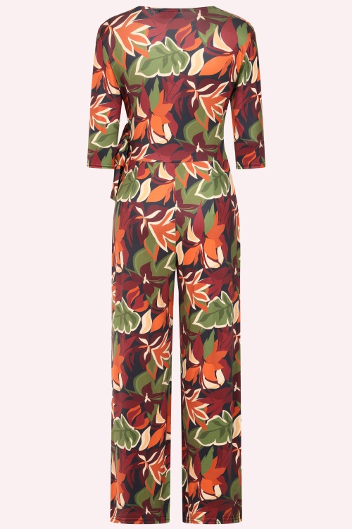 Vintage Chic for Topvintage - Topvintage exclusive ~ Leida Leaf Print Jumpsuit in Multi 2