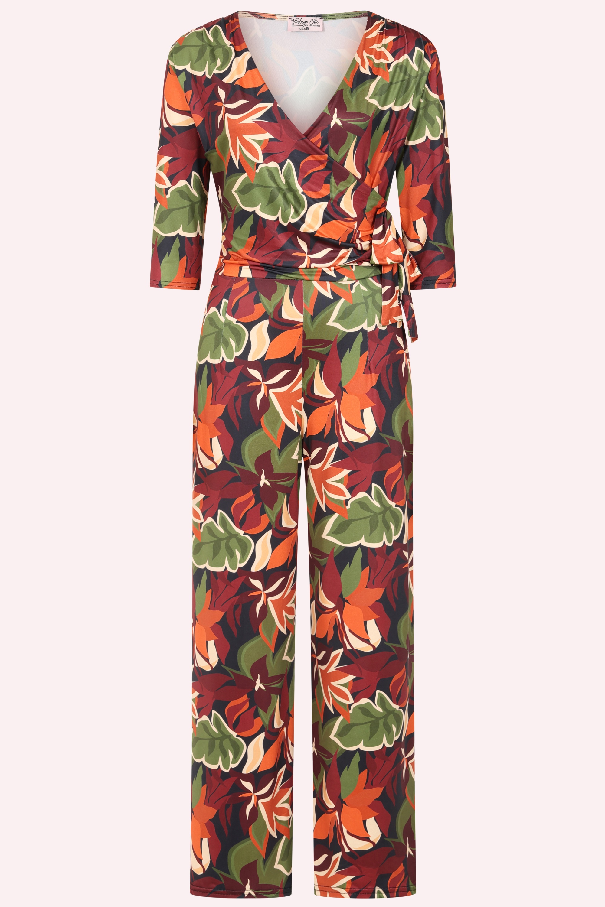 Vintage Chic for Topvintage - Topvintage exclusive ~ Leida Leaf Print Jumpsuit in Multi