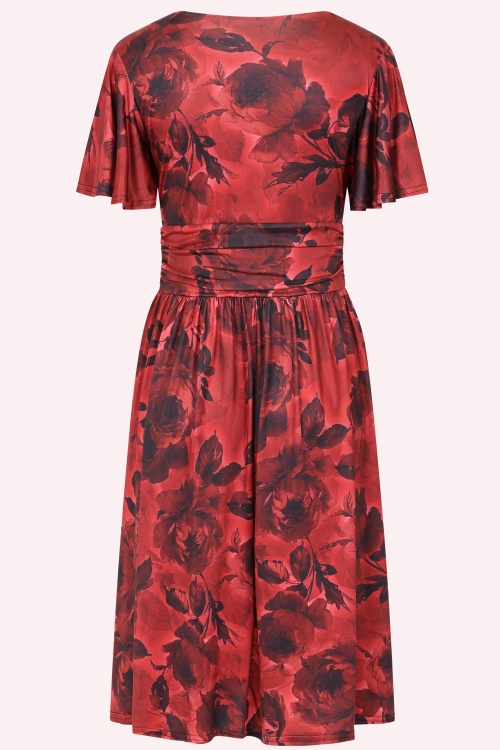 Vintage Chic for Topvintage - Topvintage exclusive ~ Sadie Rose overslag swing jurk in rood 2