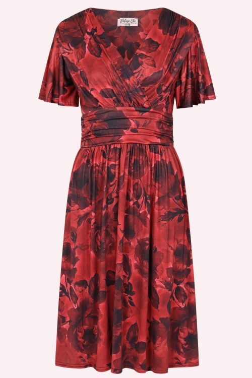 Vintage Chic for Topvintage - Topvintage exclusive ~ Sadie Rose overslag swing jurk in rood