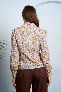 Banned Retro - Star Winter Wonderland katoenen blouse in crème 3