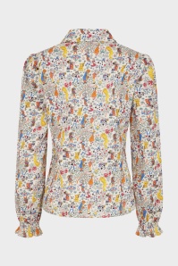 Banned Retro - Star Winter Wonderland katoenen blouse in crème 4