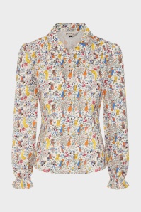Banned Retro - Star Winter Wonderland katoenen blouse in crème 2