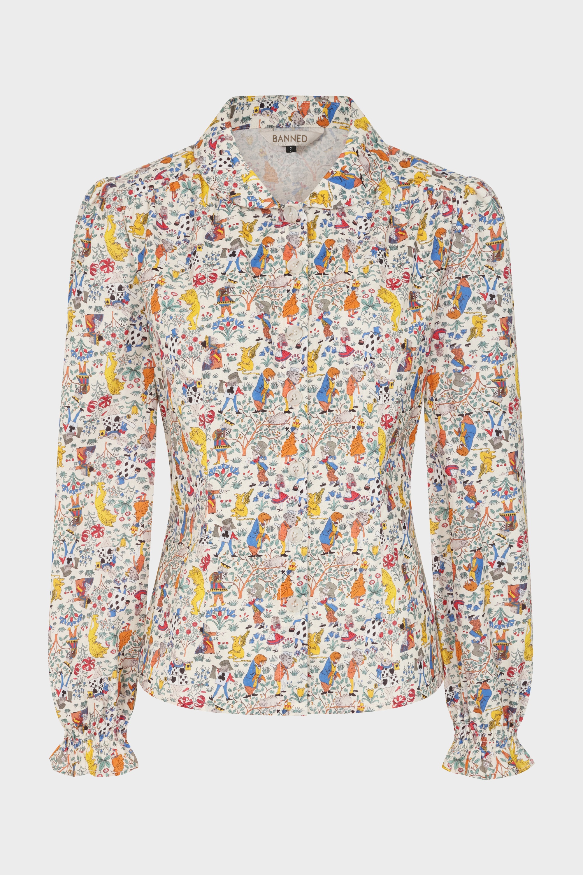 Banned Retro - Star Winter Wonderland katoenen blouse in crème 2