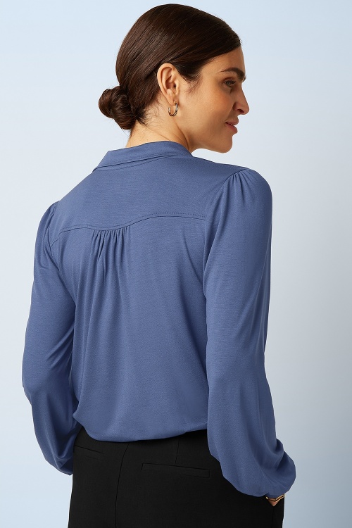 King Louie - Carina Viscose Light Blouse in Shadow Blue 3