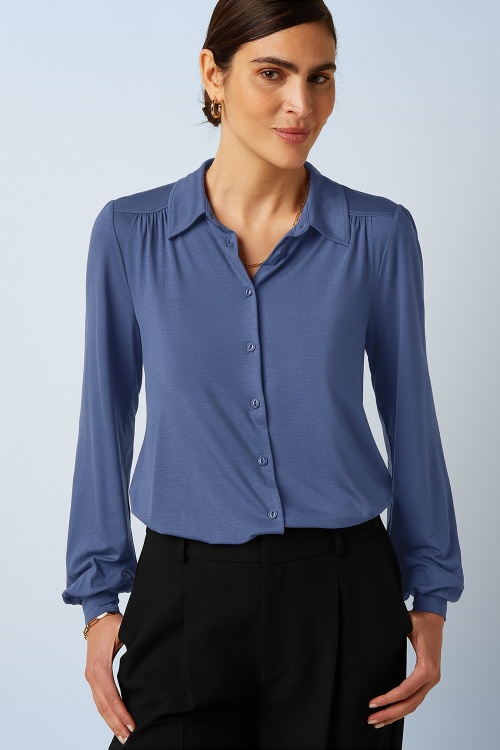 King Louie - Carina Viscose Light Blouse in Shadow Blue