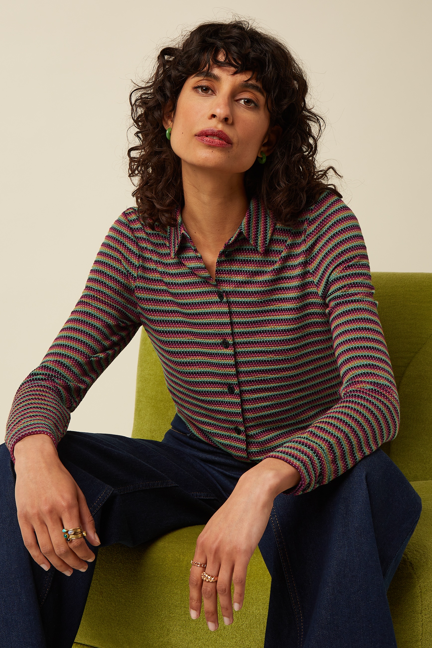 King Louie - Beebop Stripe Blouse in Multi Colour