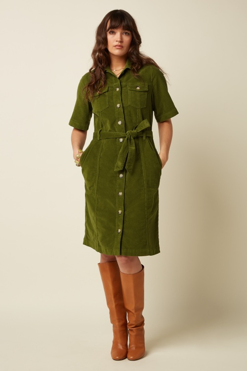 King Louie - Kate Baby Cord Dress in Posey Green